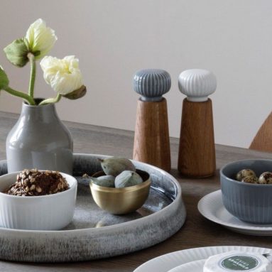 Oak and Porcelain Pepper Mill / Pepper Grinder