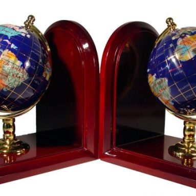 Ocean Gemstone World Globe Bookends