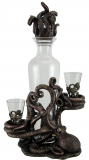 Octopus Spirit Decorative Antique Bronze Finish Statue and Glass Decanter Set