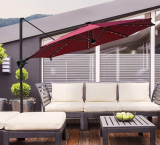 Offset Patio Umbrella with Solar Powered 32LED and Bluetooth Speaker
