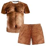 On Cue Apparel Hairy Chest T-Shirt Shorts Rave Outfit