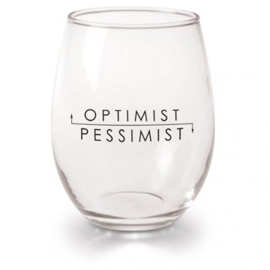 Optimist Pessimist Set of 4 Wine Glasses