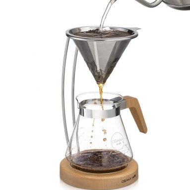 Osaka Pour-Over Coffee Dripper with Wood Stand