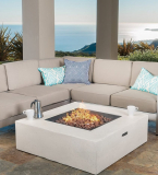 Outdoor Aluminum Framed Sectional Sofa Set with Light Grey Fire Table