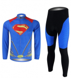Outdoor Cycling Superman Sportwear Long Sleeve Jersey Set