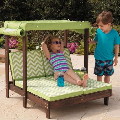 Outdoor Double Chaise Lounge Chair with Canopy