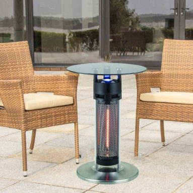 Outdoor Electric Patio Heater with LED Light and Infrared Heated Table