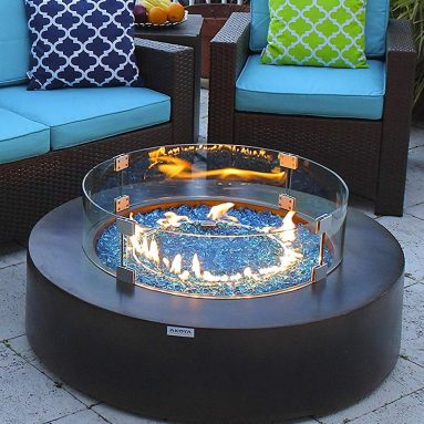 Outdoor Essentials 42″ Round Modern Concrete Fire Pit Table