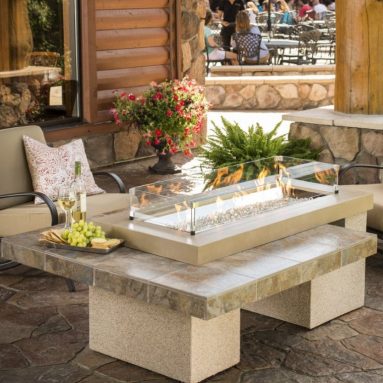 Outdoor Greatroom Uptown Chat Height Brown Gas Fire Pit Table