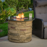 Outdoor Round Liquid Propane Fire Pit with Lava Rocks