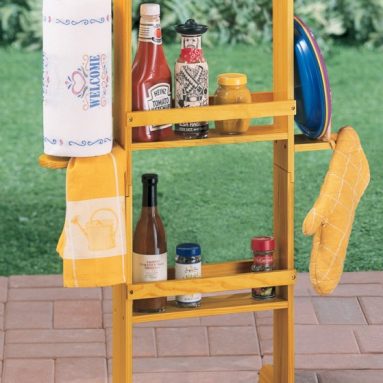 Outdoor Wooden Barbeque Condiment Caddy