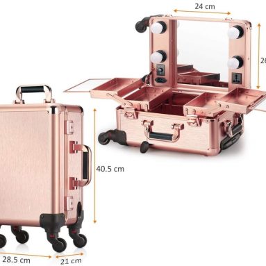 Ovonni Small LED Makeup Train Case