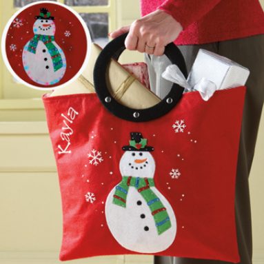 Personalized LED Snowman Tote