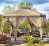 Resort Style Grill Gazebo with Lights and Shelves