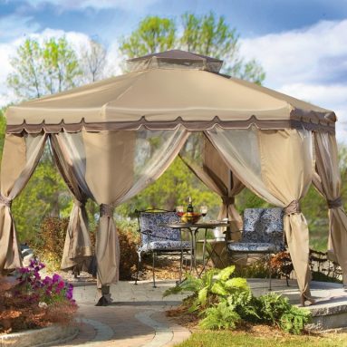 Resort Style Grill Gazebo with Lights and Shelves