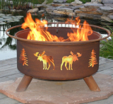 Patina Moose and Tree 31-Inch Fire Pit