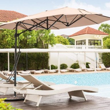 Patio Umbrella Double-Sided Patio Outdoor Umbrella Tan