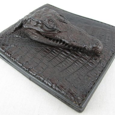 Pelgio Men’s Genuine Crocodile Head Skin Wallet Brown