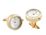 Peugeot 14k Gold Plated White Dial Cufflink