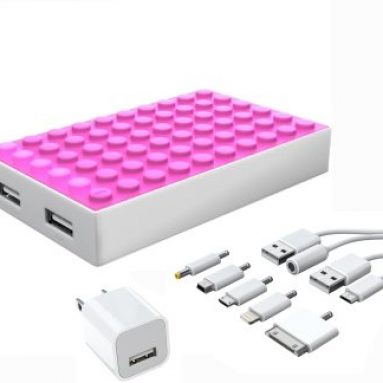 Pink 4,000 mAh Power Block with Connectors
