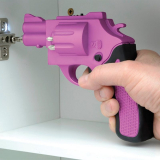 Pink Revolver Shaped Screwdriver Rechargeable With Drill Bits