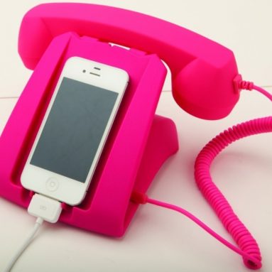 Pink Talk Dock Mobile Device Handset and Charging Cradle