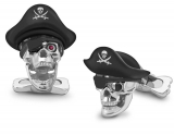 Pirate Skull Cufflinks With Hat And Ruby Eyes
