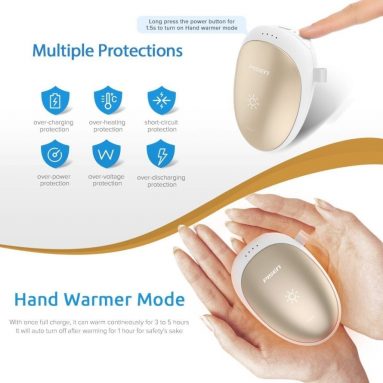 Pisen Rechargeable Hand Warmer 7500mAh Portable Charger Power Bank Battery Pack