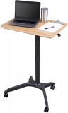 Pneumatic Adjustable Height Laptop Desk Cart (28″, Charcoal/White Oak)