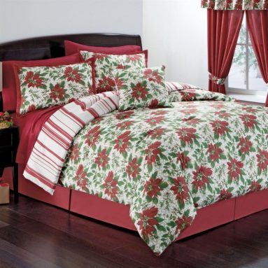 75% Discount:Poinsettia Wreath Comforter Set