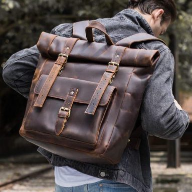 Polare Retro Full Grain Leather 17″ Laptop Backpack