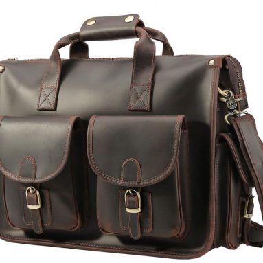 Polare Vintage Full Grain Leather Messenger Bag For Laptop Briefcase Satchel Bag