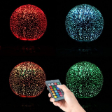 Polennon Ball Shape Colorful 3D Fireworks Table Lamp with Crystal Base and Remote Control