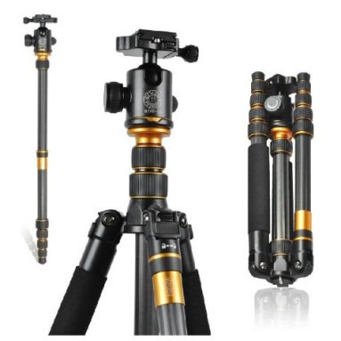 Portable Carbon Tripod Monopod Kit & Ball Head Compact Travel