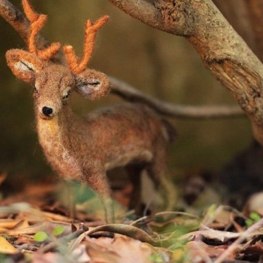 Poseable Needle Felted Deer Sculpture