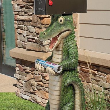 Postal Gator Mail Post Sleeve Statue