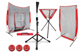 PowerNet DLX Baseball Softball Net w Strike Zone, Training Ball, I-Screen, Travel Tee, and Ball Caddy