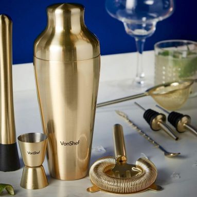 Premium Brushed Gold Parisian Cocktail Shaker Barware Set