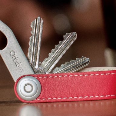 Premium Leather Orbitkey Red With White Stitching