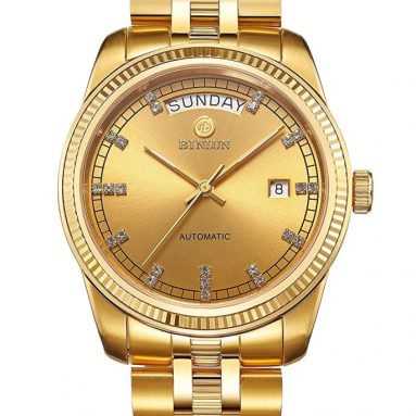Presidential 18K Shining Gold Plated with Date and Day, luminous and Diamonds Indexes
