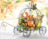 Pumpkin Coach Metal Carriage Garden Art