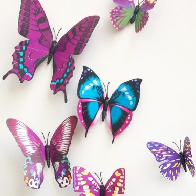 Purple 3d Butterfly Wall Stickers