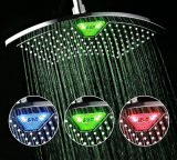 Rainfall Shower Head with Color-Changing LED/LCD Temperature Display