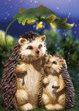 Rainy Day Hedgehogs Solar Lighted Garden Sculpture