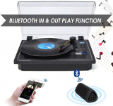 Record Player Turntable Bluetooth in & Out Record Player Built in Stereo Speakers Vinyl Records