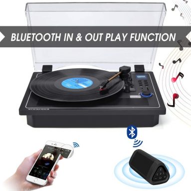 Record Player Turntable Bluetooth in & Out Record Player Built in Stereo Speakers Vinyl Records