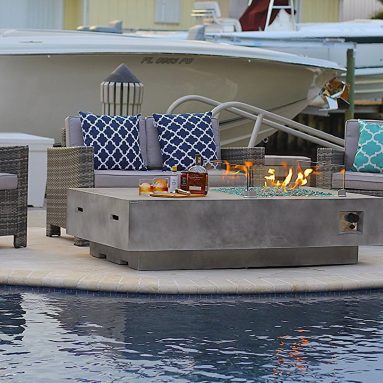 Rectangular Modern Concrete Fire Pit Table