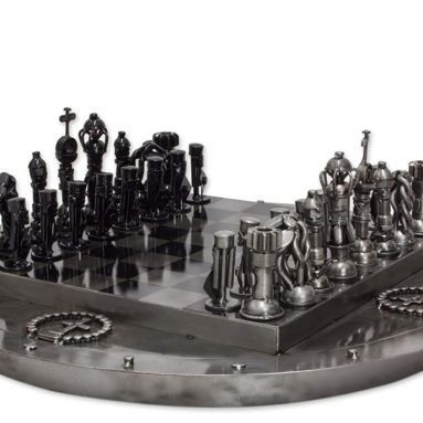 Recycled Medieval Challenge’ Upcycled auto Part Chess Set