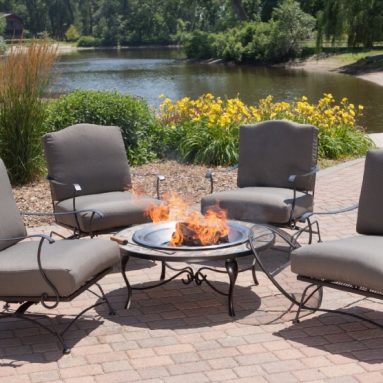 Red Ember Cascade Slate Mosaic Fire Pit with Copper Accents