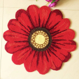 Red Handmade Weaving Sunflower Rug